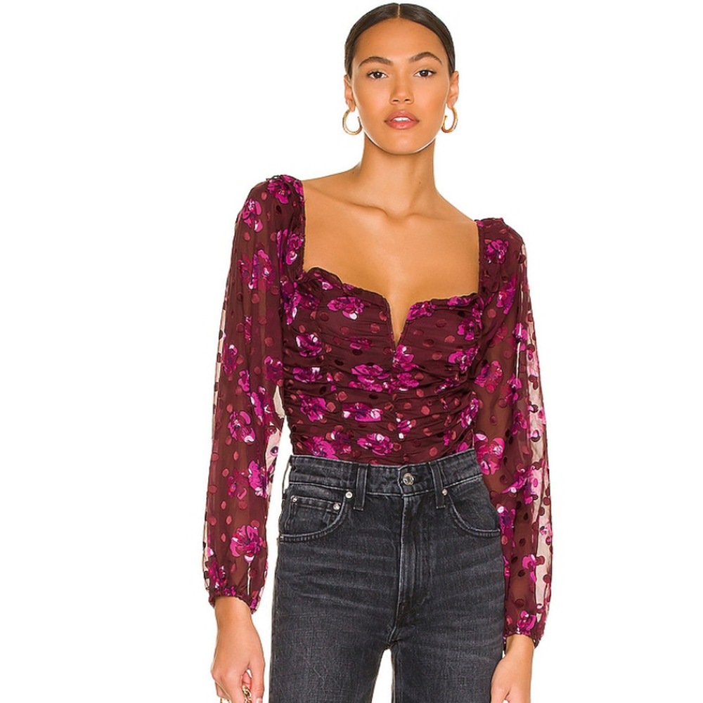 Astr The Label Perkins Fuchsia Burnout Floral Bal… - image 1